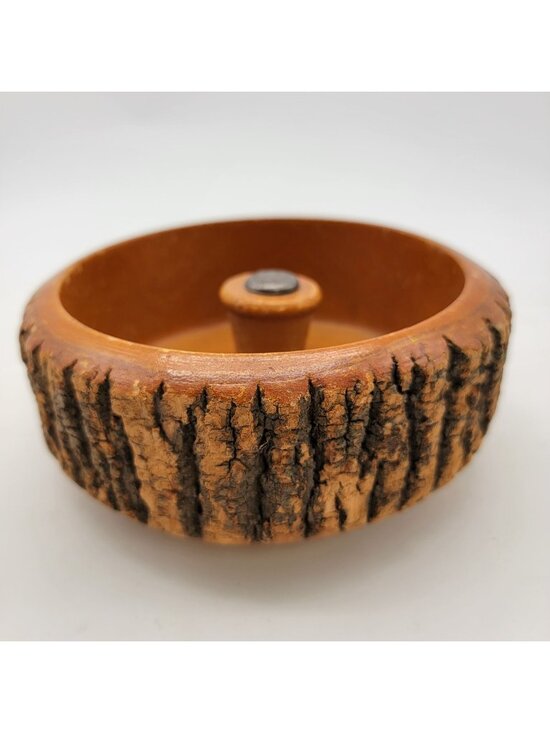 Other - Handmade Wood Nut Bowl With Live Edge & Center Knob